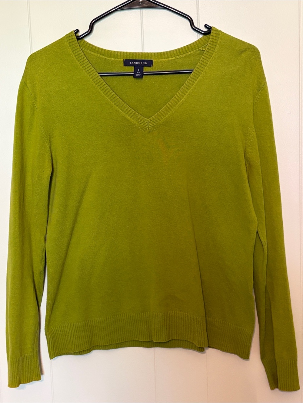 Lands' End Women's Olive V-Neck Sweater